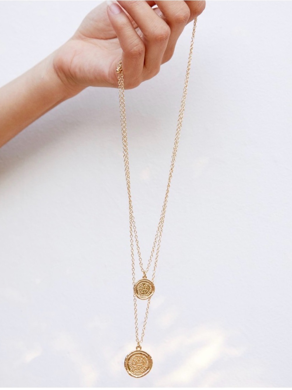 Double-Layer Gold Coin Pendant Necklace - Women Jewelry